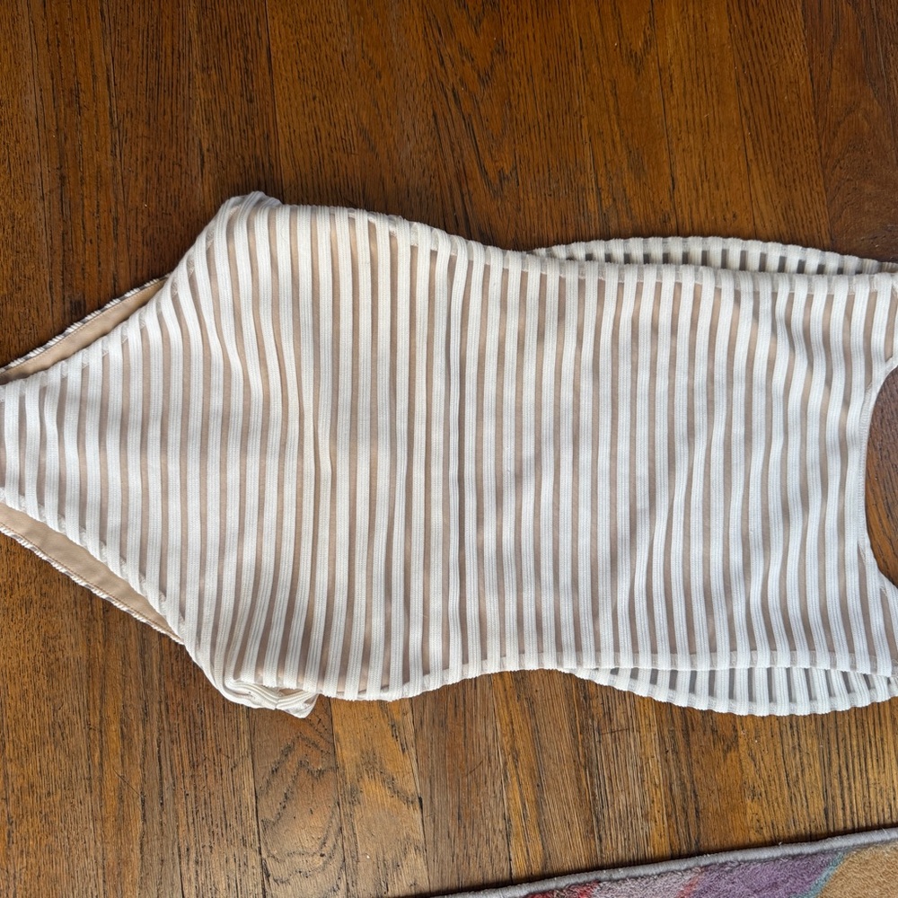 AQ/AQ Cream Striped Women's One Piece